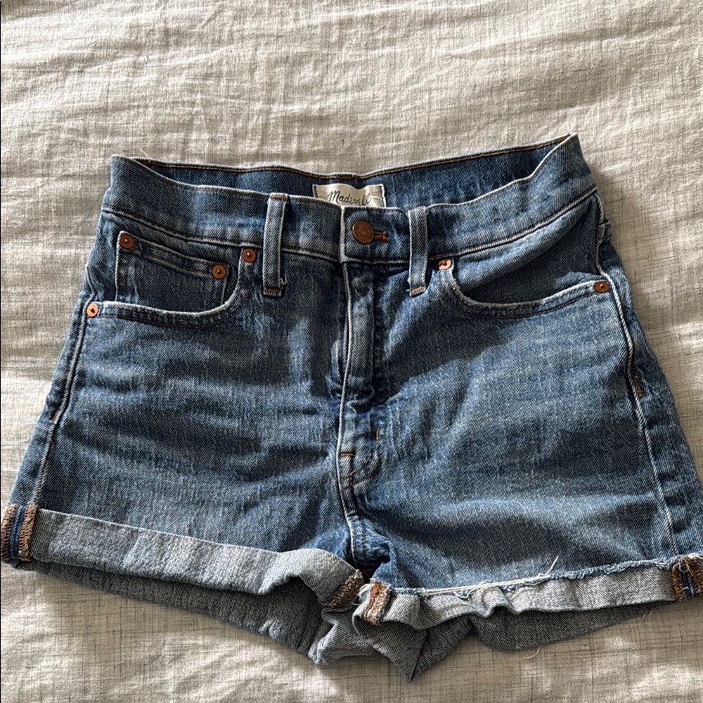Madewell Blue Jean Shorts High-Waisted Cuffed
